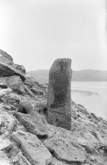 Pabbay. 
View of symbol stone.