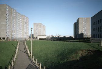Edinburgh, Calder Park (Sighthill THA III): View of three 13-storey blocks.