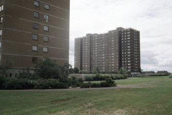 Dundee, Whitfield, Lothian Crescent (Central Precinct): General view of two 16-storey blocks.