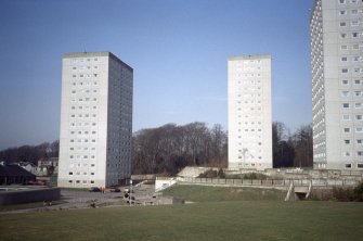 Fife, Kincardine-on-Forth, Kincardine 14th Development (Phase A): View of three 16-storey blocks.