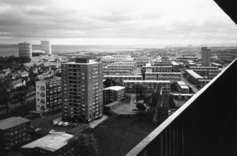 Edinburgh, Muirhouse Parkway: Elevated general view of Muirhouse Phase II development (possibly taken from Martello Court).