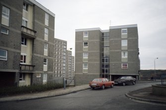Aberdeen,  Balnagask Circle (Balnagask South Section 14): View of  multi-storey blocks between low-rise blocks.