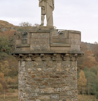 Glenfinnan Monument.  Hi-spy view of parapet from South West.