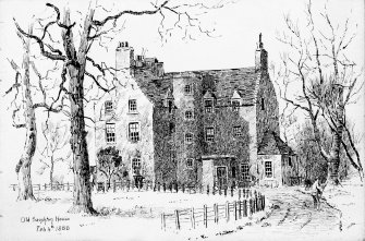 Edinburgh, Saughton House.
Photographic copy of sketch of hall.
Insc: 'Old Saughton House, March 3rd, 1888'.