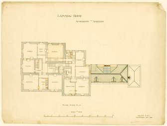 Photographic copy of drawing showing second floor plan with alterations and additions.