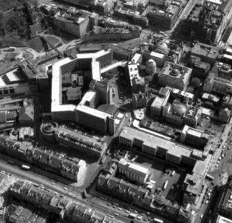 Oblique aerial view of Edinburgh centred on the St James Centre.