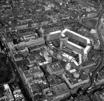 Oblique aerial view of Edinburgh centred on the St James Centre.