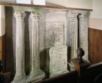 Interior. 17th Century classical mural monument. Detail