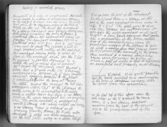 Field notebook by Vere Gordon Childe relating to sites in South-East Perthshire, North-West Angus and Mull. Page 64 and 65
