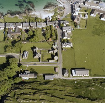 Oblique aerial view of Iona Nunnery, taken from the west, centred on the nunnery.