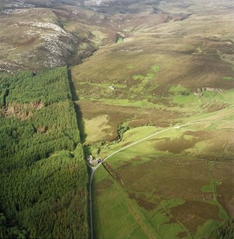 Oblique aerial view of No. 1 mine, blowing engine house and surface buildings, Raasay.