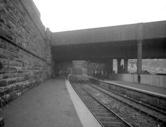 General view of platform and tracks at Caledonian Railway's Greenock West Passenger Station