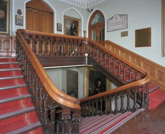 Inverness Town House, interior.  Stair-case: view from landing to South West