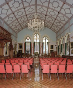 Inverness Town House, interior.  First floor: view of main hall from East