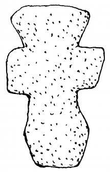 Scanned ink drawing of cross-shaped stone at Lundawick, Unst (stone now lost - drawing from photograph).