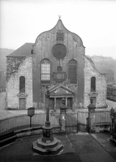 View of Canongate Church from South, also showing Burgh Cross.