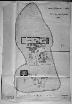 Plan of churchyard showing individual tombstones.