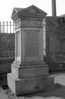 View of Gardner family monument in Brechin Cathedral churchyard, showing inscription to Jemima Marnie or Gardner, d. 17 Dec 1890.