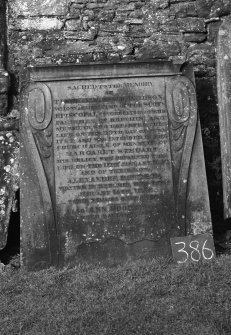 View of gravestone of Reverend Alexander Davidson's family.