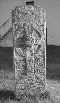 View of front face of cross slab at Farr, Clachan.