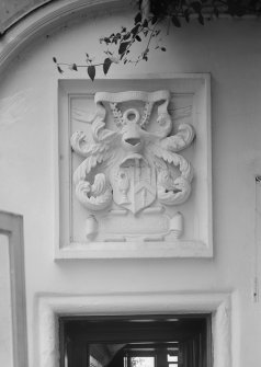 Interior.
Detail of armorial panel.