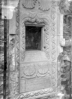 Detail of inscription on sacrament house.