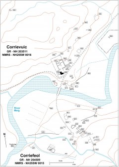 SC2 Map of townships and other features at Corrievuic and Corriefeol