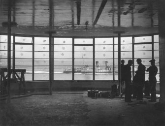 View of Rothesay Bay through buffett window of the Rothesay Pavilion whilst under construction.
