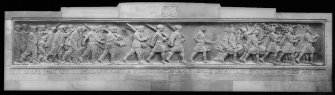 Detail of bas relief before erection of the Scottish American War memorial, West Princes Street Gardens, Edinburgh.