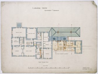 Drawing showing first floor plan with alterations and additions.