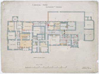 Drawing showing ground floor plan with alterations and additions.