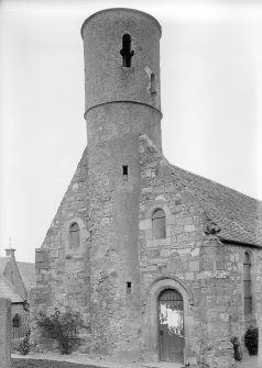 View of north tower, Cockburnspath Parish Church.