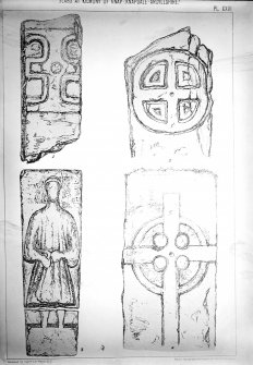 Copy of Lithograph, plate XXIII, 'Archaelogical sketches in Scotland'.
BB15, 16, 17 & 18.