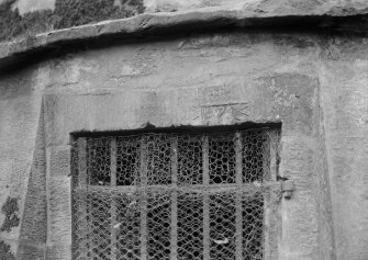 Detail of panel above entrance to dovecot, Mertoun House.