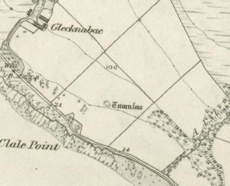 Extract of the OS 1st edition map showing Glecknabae chambered cairn.