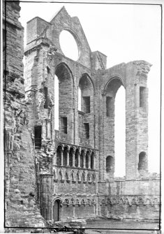 Historic photographic interior view of S transept from N.