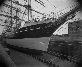 Kobenhaven: View of ship in dry dock. Built by Ramage and Feguson for the Danish East Asiatic Company.