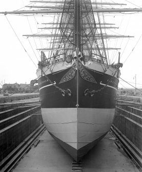 Kobenhavn: View of ship in dry dock. Built by Ramage and Feguson for the Danish East Asiatic Company.