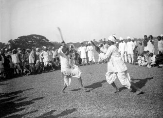 Crowd watching stick dance on the Maidan, Kolkata.