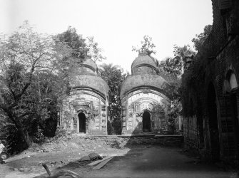 Two small typical Bengali temples. Unknown location, but possibly Bawali near the Radhanath temple.