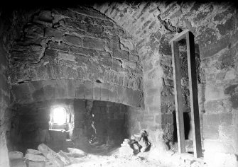 Interior.
View of fireplace in old tower.