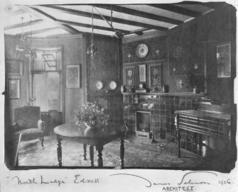View of '"North Lodge" Edzell.  Ground Floor Sitting Room'.
Signed 'James Salmon Architect'.