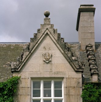 Detail of dormer with shield on south face of castle