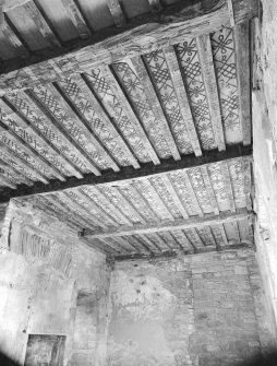 Huntingtower Castle.
View of painted ceiling before repairs.