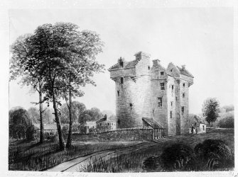 Dundee, Claypotts Road, Claypotts Castle.
Photographic copy of watercolour showing the castle.
















