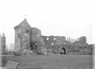 View of entrance gateway, from courtyard, St Andrews Castle.