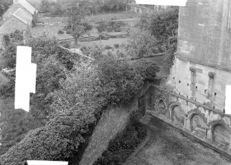 Detail of walkway N transept and garden.