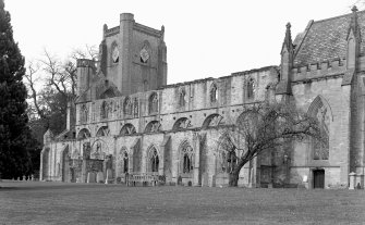 Dunkeld, Dunkeld Cathedral.
View of roofless nave and tower from South-East.