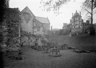 South transept, remains of sacristy, Abbey House in background
