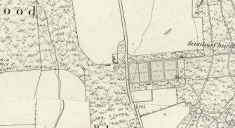 Extract of the OS 1st edition map, centred on the farmstead.